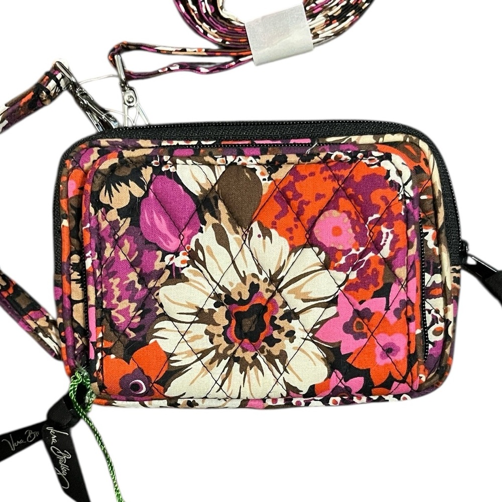 Vera Bradley Floral Quilted Wristlet and Crossbody Bag with Zebra Interior - Picture 2 of 6
